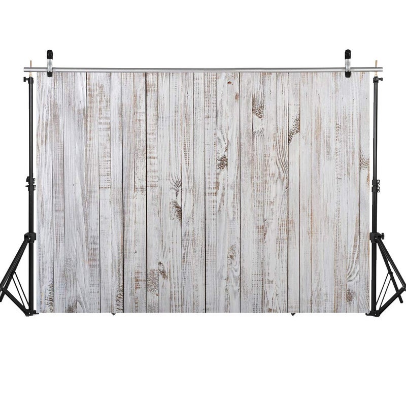WOLADA 7x5FT Vintage Wood Backdrop Retro Rustic White Gray Wooden Floor Backdrops for Photography Kids Adult Photo Booth Video Shoot Vinyl Studio Prop 11890 - Image 2